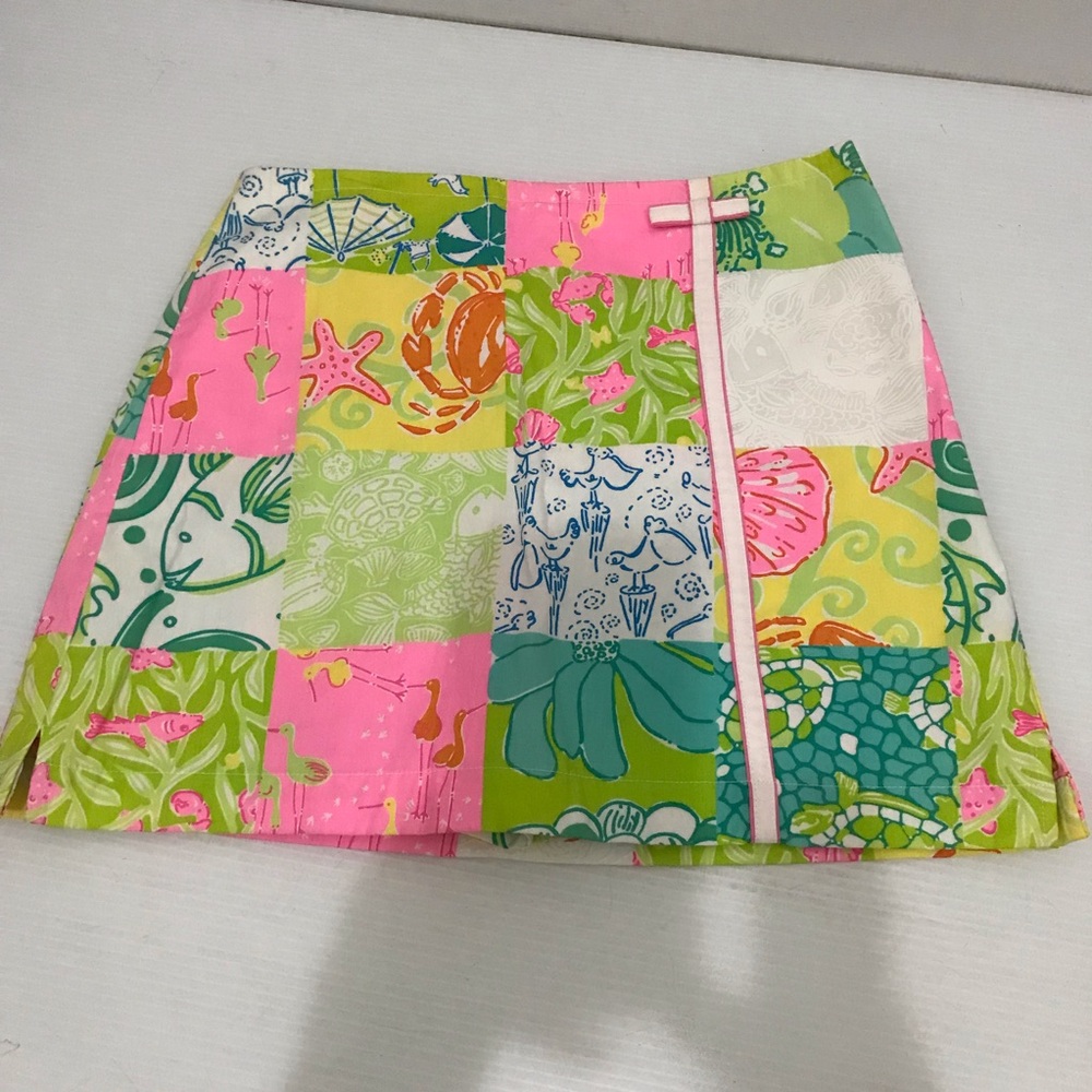 Vintage Lilly Pulitzer Pink & Green Mini Skirt Size 12